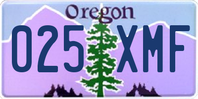 OR license plate 025XMF