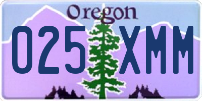 OR license plate 025XMM