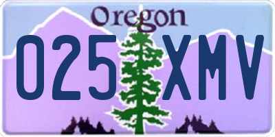 OR license plate 025XMV