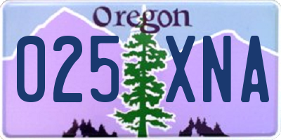 OR license plate 025XNA