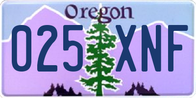 OR license plate 025XNF