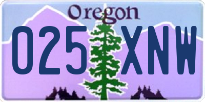 OR license plate 025XNW
