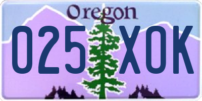 OR license plate 025XOK