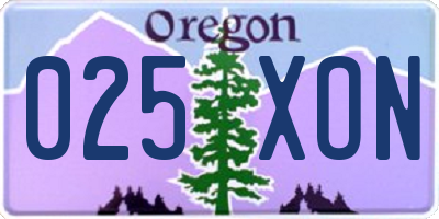 OR license plate 025XON