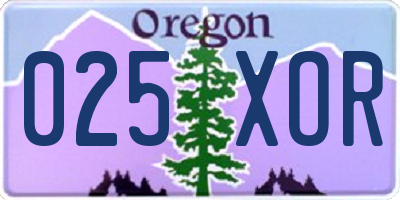OR license plate 025XOR