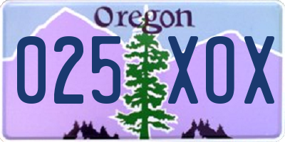OR license plate 025XOX