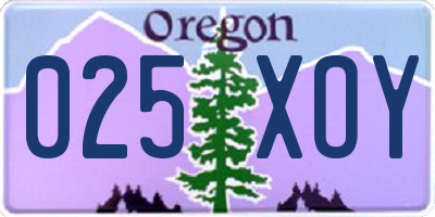 OR license plate 025XOY