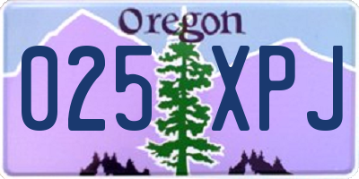 OR license plate 025XPJ