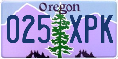 OR license plate 025XPK