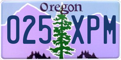 OR license plate 025XPM