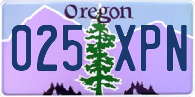 OR license plate 025XPN