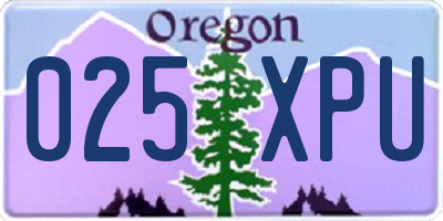 OR license plate 025XPU
