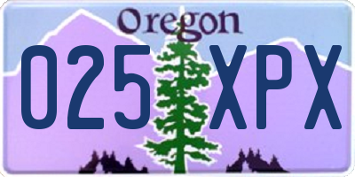 OR license plate 025XPX