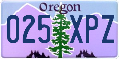 OR license plate 025XPZ
