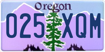 OR license plate 025XQM