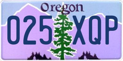 OR license plate 025XQP