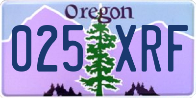 OR license plate 025XRF