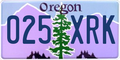 OR license plate 025XRK