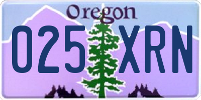 OR license plate 025XRN