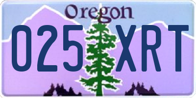 OR license plate 025XRT