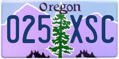 OR license plate 025XSC