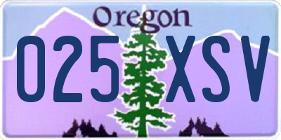 OR license plate 025XSV