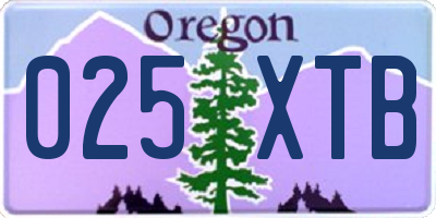 OR license plate 025XTB