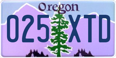 OR license plate 025XTD