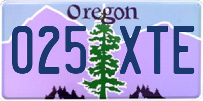 OR license plate 025XTE