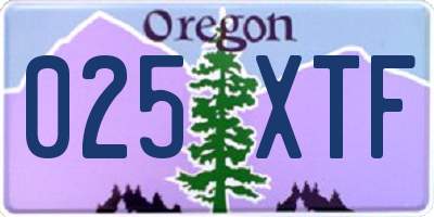 OR license plate 025XTF