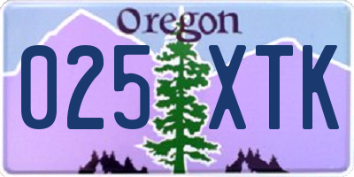 OR license plate 025XTK