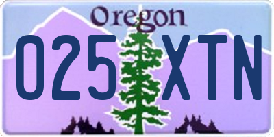 OR license plate 025XTN