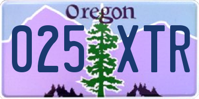OR license plate 025XTR