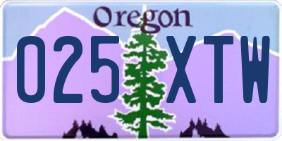 OR license plate 025XTW