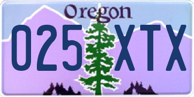 OR license plate 025XTX
