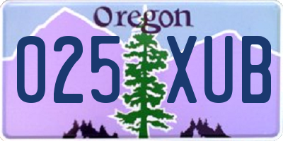 OR license plate 025XUB