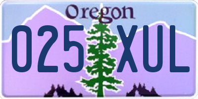 OR license plate 025XUL