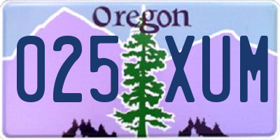 OR license plate 025XUM