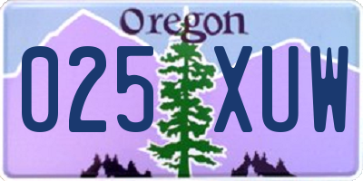 OR license plate 025XUW