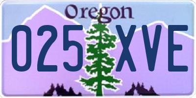OR license plate 025XVE