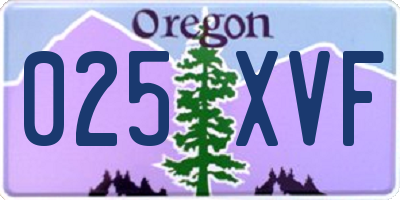 OR license plate 025XVF