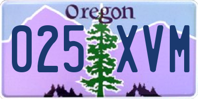OR license plate 025XVM