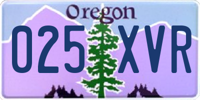 OR license plate 025XVR
