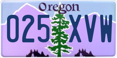 OR license plate 025XVW
