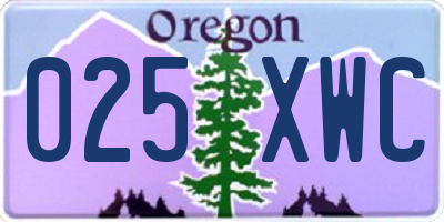 OR license plate 025XWC