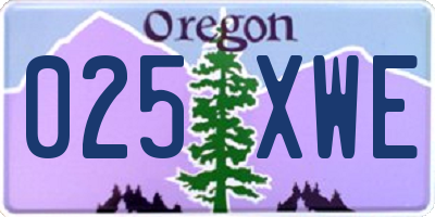 OR license plate 025XWE
