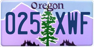 OR license plate 025XWF