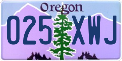 OR license plate 025XWJ