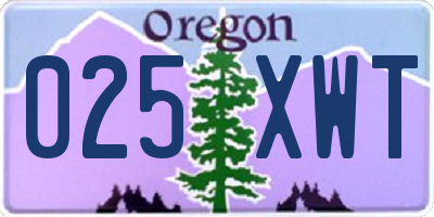 OR license plate 025XWT