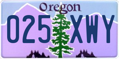 OR license plate 025XWY